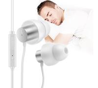 AGPTEK Sleep Earbuds, In-Ear Sleep Earphones for Side Sleeping | Ultra-Soft Silicone Earbuds, with Mic and Volume Control for Insomnia, Side Sleeper, Snoring, Air Travel, Meditation White