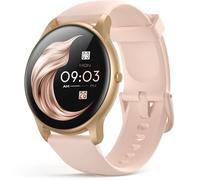 AGPTEK Smart Watch 1.25 Inch Full Touch Fitness Tracker IP68 Waterproof Bluetooth Round with Heart Rate Monitor Message Notification Dial for Men Women (Gold)