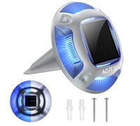 AGPTEK Solar Driveway Light 1 Pack, 2 Colors in 1 Outdoor Solar Deck Dock Marine Waterproof LED Driveway Marker Security Lights for Outside Pathway,Boat Dock,Step,Walkway,Path,Garden