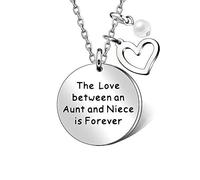 AGR8T Aunt Niece Pendant Necklace Family Gifts Love Heart Pearl - The Love Between An Aunt And Niece Is Forever