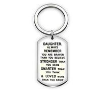 AGR8T Daughter Gifts from Mum Dad Key Chain Daughter Birthday Gifts Inspirational Anniversary Graduation Gift You Are Braver Stronger Smarter Than You Think Stainless Steel