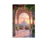 Agra Terrace with Mughal Arches, Indian Heritage Canvas Poster Bedroom Decor Landscape Office Room Decor Gift 24" L X 36" W