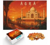 Agra Travel Poster India - Taj Mahal & Indian Jigsaw Puzzle, 1000 Piece | For a useful gift beyond Christmas Day, this adult jigsaw puzzle with 1000 pieces offers a longer activity for the holidays.