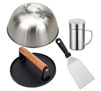 Agrdeed Burger Smasher Kit, 4 PCS Burger Making Tools, BBQ Griddle Accessories Kit with Burger Press, 16cm Cheese Melting Dome, Smash Burger Spatula, Squeeze Bottles