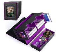 Agrdeed MTG Deck Box, Magnetic Trading Card Storage Box with Display Window, Trading Card Storage Organizer Fixs 200+, Magnet Case with Dice Tray for TCG,CCG,EDH
