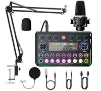 Agrdeed Podcast Equipment Bundle, Audio Interface with DJ Mixer and Studio Broadcast Microphone for Smartphone & PC,Plug-and-Play Live Sound Card for Streaming, Singing, Gaming