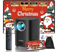 Agreago Projector, [Electric Focus] Projector with WiFi and Bluetooth, 15000Lumens 1080P Native Portable Black Projector, Outdoor Movie Projector
