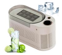 agreilduite Camping mini Ice Maker with Dual Power - 12V Car & AC Portable Ice Machine, 8 Cubes/Cycle, 10-15 Min Fast, portable ice cube maker for RV & Road Trips, Outdoors/home,Beige