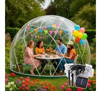 agreilduite Garden Bubble Dome Tent-3.6m/12ft, Dome Greenhouse With PVC Clear Cover, Garden Bubble Dome Tent House For 5-7 Person For Outdoor, Patio, Backyard, Party, W/32m Solar String Lights