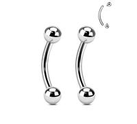 Agrewd 2PCS G23 Solid Titanium Rook Earrings 16G Internally Thread Eyebrow Rook Piercing Jewelry Surgical Steel Vertical Labret Stud, Titanium, Cubic Zirconia