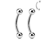 Agrewd 2PCS G23 Solid Titanium Rook Earrings 16G Internally Thread Eyebrow Rook Piercing Jewelry Surgical Steel Vertical Labret Stud, Titanium, Cubic Zirconia