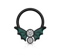 Agrewd Black Bat Wings Septum Piercing Jewellery Glow in the Dark 16G Septum Ring 316L Stainless Steel Septum Clicker Daith Hoop Earrings Daith Piercing Jewellery