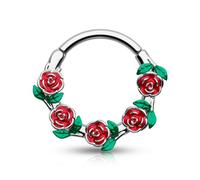 Agrewd Flower Septum Rings 16G Silver Septum Piercing Jewellery Five Cute Rose Helix Daith Earrings for Women Dainty Daith Piercing Jewellery