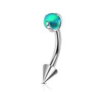Agrewd G23 Solid Titanium Rook Earrings 16G Eyebrow Rook Piercing Jewelry Internally Thread Colorful Opal Vertical Labret stud Surgical Steel, Titanium, Cubic Zirconia