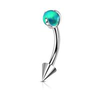 Agrewd G23 Solid Titanium Rook Earrings 16G Eyebrow Rook Piercing Jewelry Internally Thread Colorful Opal Vertical Labret stud Surgical Steel, Titanium, Cubic Zirconia