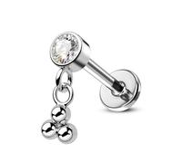 Agrewd Hidden Helix Earrings G23 Solid Titanium Helix Cartilage Earrings Stud 16G Internally Threaded Helix Tragus Jewelry Flat Back, Titanium, Cubic Zirconia