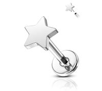 Agrewd Minimalist Star Cartilage Stud Earrings G23 Solid Titanium Forward Helix Tragus Earrings Flat Back Internally Thread 16G Lip Labret Medusa Piercing Jewellery for Women