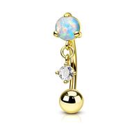 Agrewd Rook Piercing Jewellery Blue Opal Gold Eyebrow Bar 16G Internally Threaded Helix Cartilage Earring Piercing Jewelry 316l Stainless Steel Tragus Daith Curved Barbell for Women 8mm