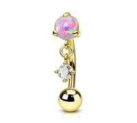 Agrewd Rook Piercing Jewellery Pink Opal Gold Eyebrow Bar 16G Internally Threaded Helix Cartilage Earring Piercing Jewelry 316l Stainless Steel Tragus Daith Curved Barbell for Women 8mm