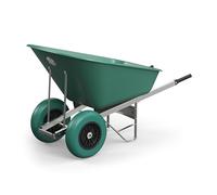 Agri Barrow Wheel Barrow 160 Litre Plastic Wheelbarrow with Puncture Proof Twin Slim Tyres, Green - Ideal for Equestrians, Farmers, Gardeners, Stable Yards, and Heavy-Duty Use
