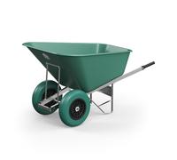 Agri Barrow Wheel Barrow 200 Litre Plastic Wheelbarrow with Puncture Proof Twin Slim Tyres, Green - Ideal for Equestrians, Farmers, Gardeners, Stable Yards, and Heavy-Duty Use