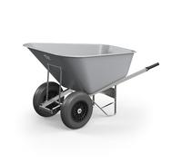 Agri Barrow Wheel Barrow 200 Litre Plastic Wheelbarrow with Puncture Proof Twin Slim Tyres, Grey - Ideal for Equestrians, Farmers, Gardeners, Stable Yards, and Heavy-Duty Use