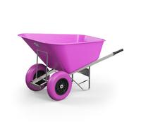 Agri Barrow Wheel Barrow 200 Litre Plastic Wheelbarrow with Puncture Proof Twin Slim Tyres, Pink - Ideal for Equestrians, Farmers, Gardeners, Stable Yards, and Heavy-Duty Use
