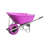 Agri Barrow Wheelbarrow 120 Litre Plastic Tub Puncture Proof Fat Tyre Pink