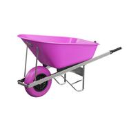Agri Barrow Wheelbarrow 120 Litre Plastic Tub Puncture Proof Tyre Pink