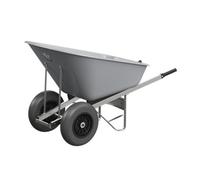 Agri Barrow Wheelbarrow Twin 160 Litre Plastic Tub Puncture Proof Tyre Grey
