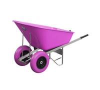 Agri Barrow Wheelbarrow Twin 160 Litre Plastic Tub Puncture Proof Tyre Pink