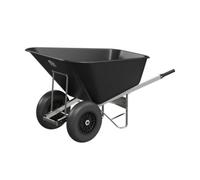 Agri Barrow Wheelbarrow Twin 200 Litre Plastic Tub Puncture Proof Tyres Black