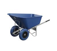 Agri Barrow Wheelbarrow Twin 200 Litre Plastic Tub Puncture Proof Tyres Blue