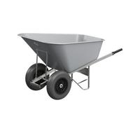 Agri Barrow Wheelbarrow Twin 200 Litre Plastic Tub Puncture Proof Tyres Grey