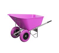 Agri Barrow Wheelbarrow Twin 200 Litre Plastic Tub Puncture Proof Tyres Pink