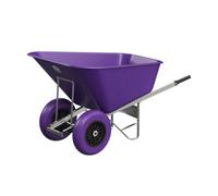 Agri Barrow Wheelbarrow Twin 200 Litre Plastic Tub Puncture Proof Tyres Purple