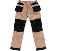 AGRITrade Heavy Duty Pro Mens Work Trousers Multi Pocket Holster Cargo 2 flip-Out Pockets Fitters Reinforcing Stress Points Knee Pad Pockets (40/42, NO kneepads) Beige