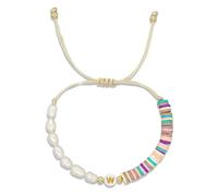Agriajun Baroque Pearl Beaded Initial Adjustable Bracelets for Women Teen, Cute Handmade Colorful Clay Beads Friendship Name Letter Bracelet Holiday Beach Jewelry Friend Gift, 5.5 UK, Ceramic, no