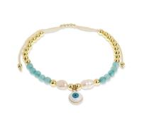 Agriajun Boho Baroque Pearl Beaded Friendship Strand Bracelets for Women Charm Cross Heart Star Handmade Adjustable Rope Gold Ball Beads Bohemian Stackable Bracelet Jewelry Gift, 7.5, Glass, no