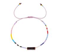 Agriajun Colorful Beaded Gemstone Bracelets for Women,Cute Square Natural Stone Adjustable Purple String Bohemia Multicolor Beads Bracelet Friendship Fashion Jewelry Gift., 5inches, Crystal, no