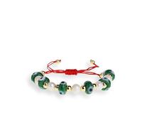 Agriajun Gold Pearl Evil Eye Beaded Adjustable Bracelets for Women, Handmade Boho Freshwater Pearls Beads Red Rope Braided Bracelet Fashion Friendship Beach Jewelry Gift, 5.5 UK, Polyester, Pearl