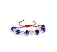 Agriajun Gold Pearl Evil Eye Beaded Adjustable Bracelets for Women, Handmade Boho Freshwater Pearls Beads Red Rope Braided Bracelet Fashion Friendship Beach Jewelry Gift, 5.5 UK, Polyester, Pearl