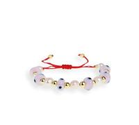 Agriajun Gold Pearl Evil Eye Beaded Adjustable Bracelets for Women, Handmade Boho Freshwater Pearls Beads Red Rope Braided Bracelet Fashion Friendship Beach Jewelry Gift, 5.5 UK, Polyester, Pearl