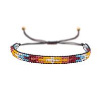 Agriajun Handmade Boho Seed Bead Friendship Strand Bracelets for Women Charm Adjustable Couples String Rope Braided Bohemia Multicolor Beaded Bracelet Fashion Jewelry Gift, 5.5 UK, Wool, no gemstone