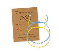 Agriajun Valentines Day Gold Heart Matching Couples Bracelets Set for Women, Pinky Promise His and Her Handmade Adjustable Colorful String Friendship Outfit Accessories Jewelry Gift., 5inches, Brass