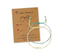 Agriajun Valentines Day Gold Heart Matching Couples Bracelets Set for Women, Pinky Promise His and Her Handmade Adjustable Colorful String Friendship Outfit Accessories Jewelry Gift., 5inches, Brass