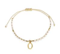 Agriajun White Gold Beaded Natural Stone Initial Bracelets for Women Teen, Boho Handmade Personalized Gemstone Beads Letter Name Braided Rope Adjustable Bracelet Beach Bohemian Jewelry Gift, 5"-11