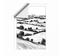 Agricultural Landscape Minimalist Unframed Wall Art Print A1 (84.1×59.4cm), Wall Decor for Living Room, Bedroom, Office & Home, Art Gift