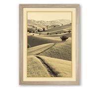 Agricultural Landscape Vintage Framed Wall Art Print A1 (84.1×59.4cm) Oak, Wall Decor for Living Room, Bedroom, Office & Home, Ready to Hang, Art Gift