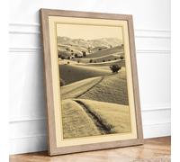 Agricultural Landscape Vintage Framed Wall Art Print A3 (42×29.7cm) Oak, Wall Decor for Living Room, Bedroom, Office & Home, Ready to Hang, Art Gift